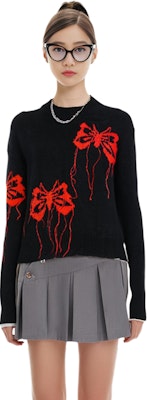 (W) Acne Studios FW23 Sweater Rajut Mohair Kupu-Kupu Merah Hitam. A60442-AH9 Purchase (W) Acne Studios FW23 Sweater Rajut Mohair Kupu-Kupu Merah Hitam. A60442-AH9