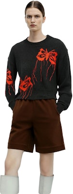 (W) Acne Studios FW23 Sweater Rajut Mohair Kupu-Kupu Merah Hitam. A60442-AH9 Details for (W) Acne Studios FW23 Sweater Rajut Mohair Kupu-Kupu Merah Hitam. A60442-AH9