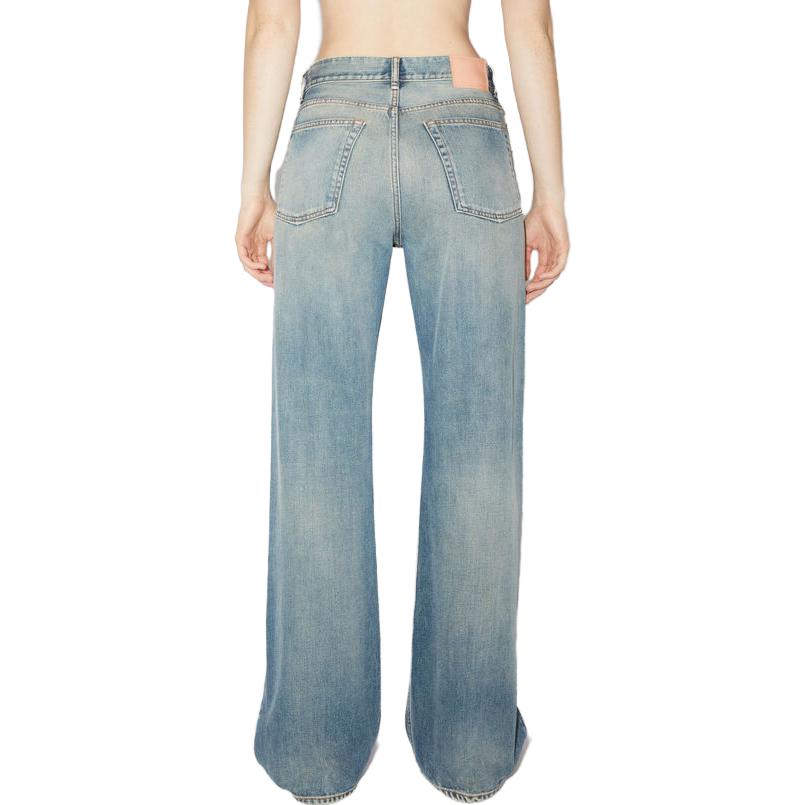 (Women) Acne Studios FW23  Distressed Loose Fit Wide-Leg Jeans Blue Denim. A00383-863 圖 4