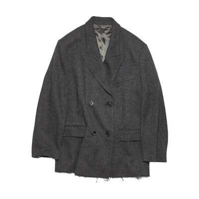 (Women) Acne Studios FW23 Double-Breasted Coat with Pocket Design Gray Black A90557-AMA