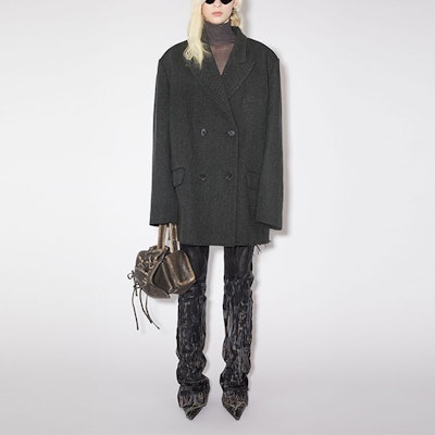 (Women) Acne Studios FW23 Double-Breasted Coat with Pocket Design Gray Black A90557-AMA Lookbook (Women) Acne Studios FW23 Double-Breasted Coat with Pocket Design Gray Black A90557-AMA