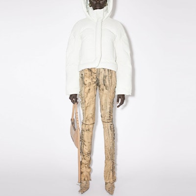(Women) Acne Studios FW23 Embroidered Logo Down Puffer Jacket Off-White. A90550-BHU Lookbook (Women) Acne Studios FW23 Embroidered Logo Down Puffer Jacket Off-White. A90550-BHU