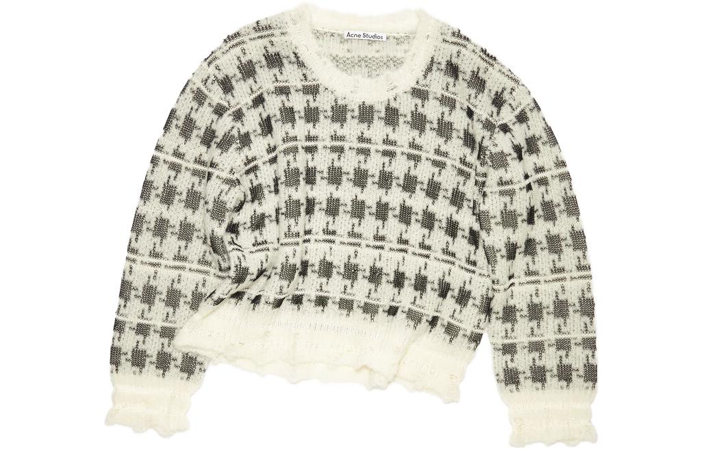 Order (W) Acne Studios 2023秋冬千鸟格针织宽松毛衣 白色. A60462-AYT
