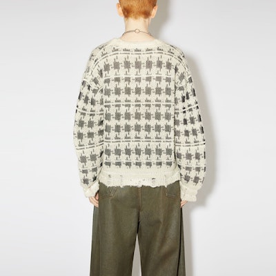 (W) Acne Studios 2023秋冬千鸟格针织宽松毛衣 白色. A60462-AYT Shop (W) Acne Studios 2023秋冬千鸟格针织宽松毛衣 白色. A60462-AYT