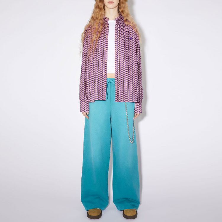 Lookbook (Women) Acne Studios FW23  Long-Sleeve Cotton Shirt with Smiley Face Print - Purple/Pink CB0050BA4