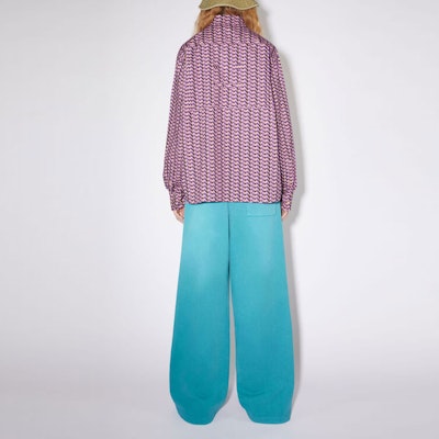 (Women) Acne Studios FW23 Long-Sleeve Cotton Shirt with Smiley Face Print - Purple/Pink CB0050BA4 Shop (Women) Acne Studios FW23 Long-Sleeve Cotton Shirt with Smiley Face Print - Purple/Pink CB0050BA4