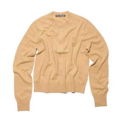 (Women) Acne Studios FW23 Smiley Face Wool Knit Cardigan Yellow. A60280-CPA