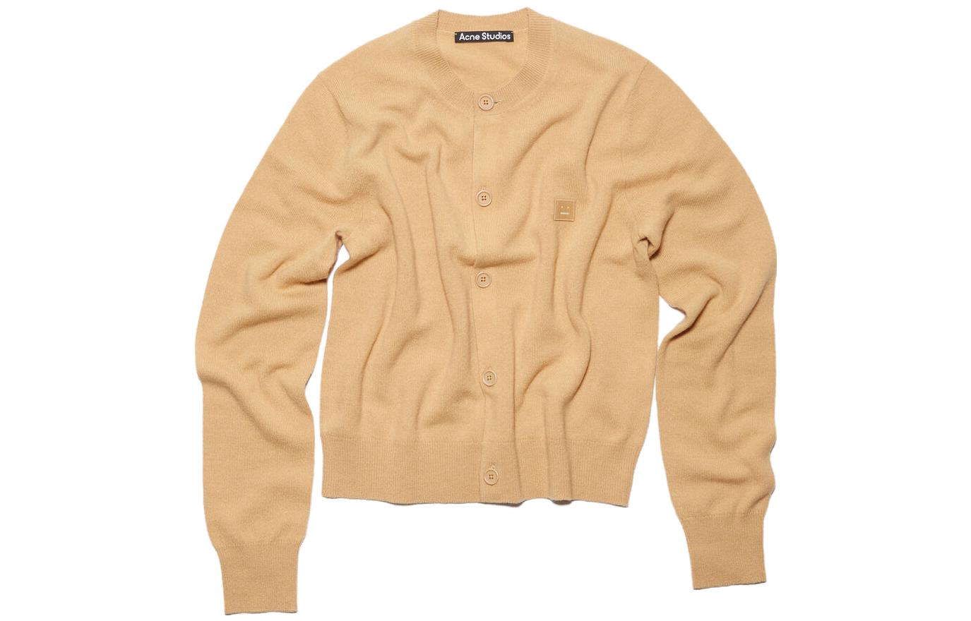 Order (W) Acne Studios FW23 スマイリーフェイス ウール ニット カーディガン イエロー. A60280-CPA