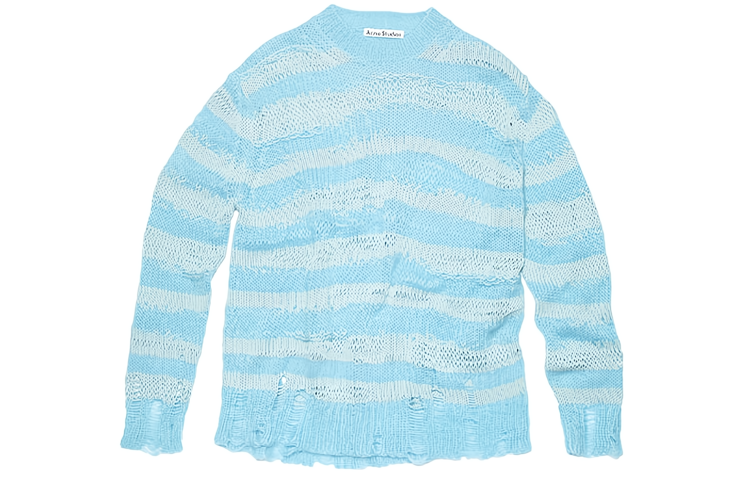 (Women) Acne Studios FW23  Striped Cut-Out Knit Sweater Sky Blue. A60399-DGE