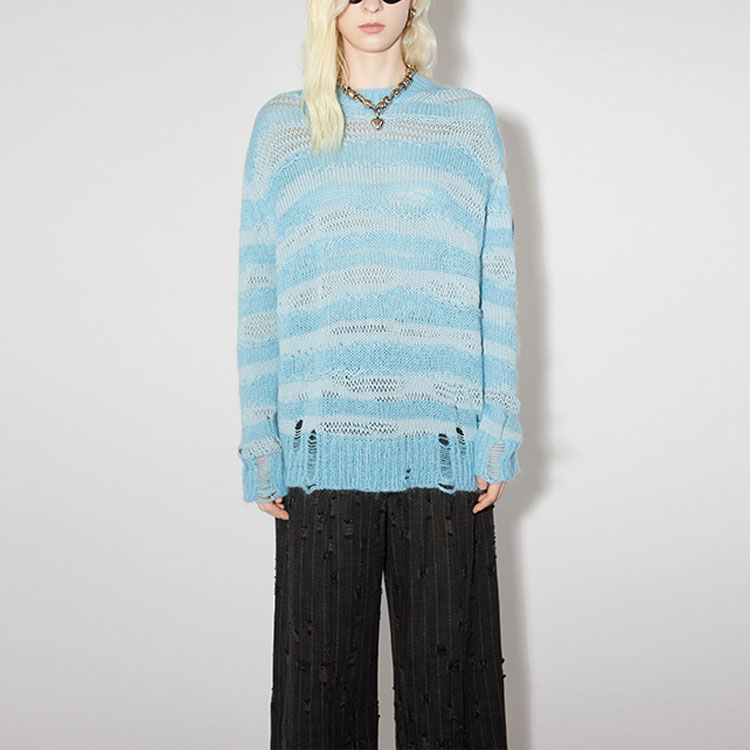 (Women) Acne Studios FW23  Striped Cut-Out Knit Sweater Sky Blue. A60399-DGE 圖 3
