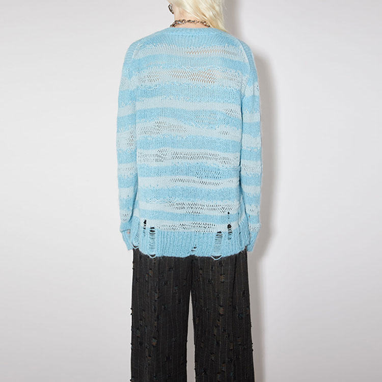 (Women) Acne Studios FW23  Striped Cut-Out Knit Sweater Sky Blue. A60399-DGE 圖 4