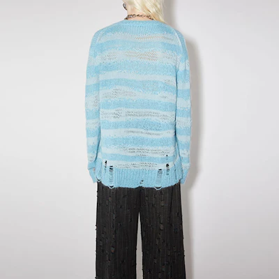 (W) Acne Studios FW23 Sweater Rajutan Striped Cut-Out Biru Langit. A60399-DGE Shop (W) Acne Studios FW23 Sweater Rajutan Striped Cut-Out Biru Langit. A60399-DGE