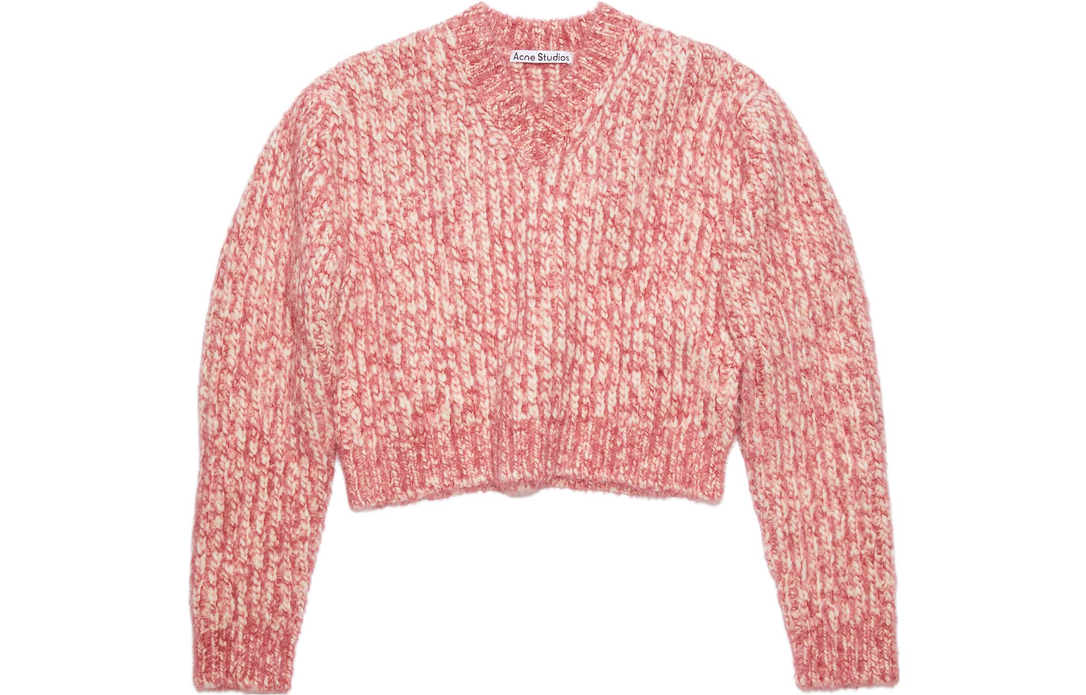 (Women) Acne Studios FW23  V-Neck Cropped Knit Sweater in Multiple Colors. A60467-BRH