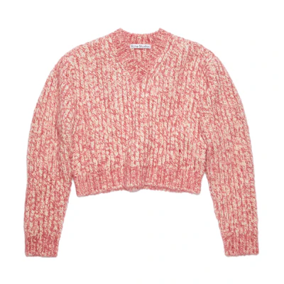 (Women) Acne Studios FW23 V-Neck Cropped Knit Sweater in Multiple Colors. A60467-BRH