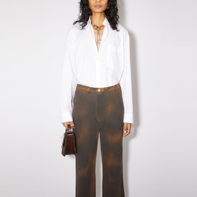 (Women) Acne Studios FW23 White Long Sleeve Shirt with Front Pocket. AC0607-100 Lookbook (Women) Acne Studios FW23 White Long Sleeve Shirt with Front Pocket. AC0607-100