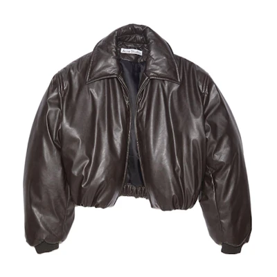 (Women) Acne Studios FW23 Coated Glossy Short Bomber Jacket Women’s Dark Brown. A90570-ADM
