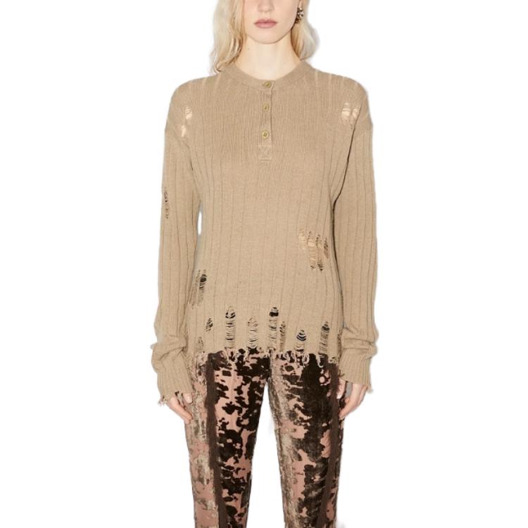 (Women) Acne Studios FW23 Distressed Knit Sweater Women’s Camel Brown. A60466-640 圖 3