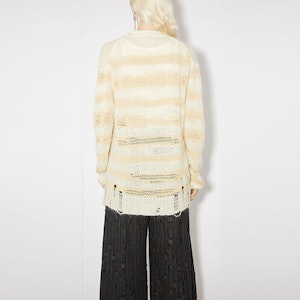 (W) Acne Studios 2023秋冬女士米色做旧条纹针织毛衣. A60398-DGD Purchase (W) Acne Studios 2023秋冬女士米色做旧条纹针织毛衣. A60398-DGD
