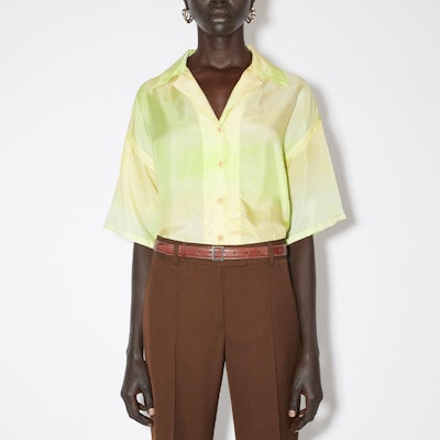 (Women) Acne Studios FW23 Faded Effect Casual Shirt Lime Green AC0649-ABE Lookbook (Women) Acne Studios FW23 Faded Effect Casual Shirt Lime Green AC0649-ABE