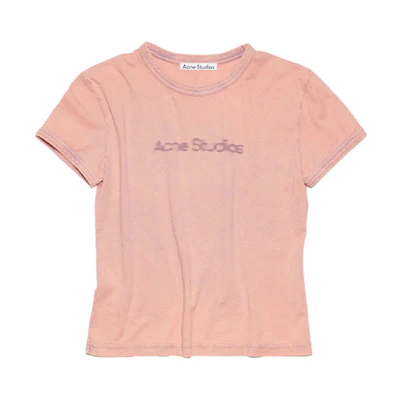 (Women) Acne Studios FW23 Faded Logo Short Sleeve T-Shirt Women’s Purple AL0353-CUE