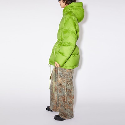 (Women) Acne Studios FW23 Green Puffer Jacket with Chest Logo Hoodie A90528-CA4 Purchase (Women) Acne Studios FW23 Green Puffer Jacket with Chest Logo Hoodie A90528-CA4