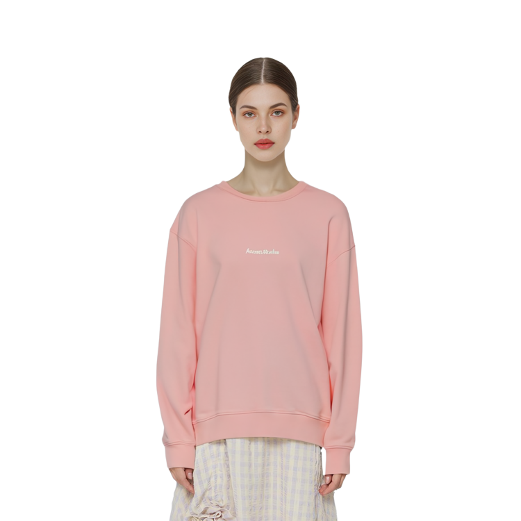 Purchase (Women) Acne Studios FW23 Pink Cotton Oversized Ribbed Crewneck Sweater AI0149-418