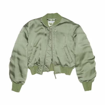 (Women) Acne Studios FW23 Solid Logo Patch Bomber Jacket Green Grey A90547-ABB
