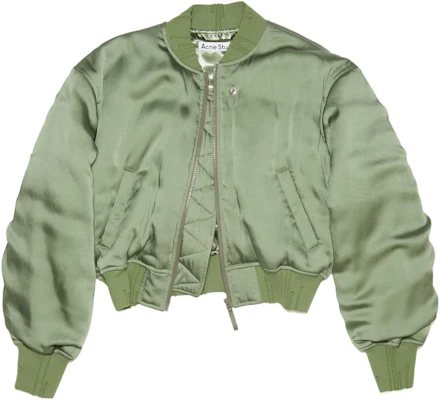 (Women) Acne Studios FW23 Solid Logo Patch Bomber Jacket Green Grey A90547-ABB Order (Women) Acne Studios FW23 Solid Logo Patch Bomber Jacket Green Grey A90547-ABB