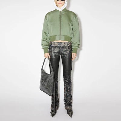 (Women) Acne Studios FW23 Solid Logo Patch Bomber Jacket Green Grey A90547-ABB Lookbook (Women) Acne Studios FW23 Solid Logo Patch Bomber Jacket Green Grey A90547-ABB