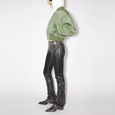 (Women) Acne Studios FW23 Solid Logo Patch Bomber Jacket Green Grey A90547-ABB Purchase (Women) Acne Studios FW23 Solid Logo Patch Bomber Jacket Green Grey A90547-ABB