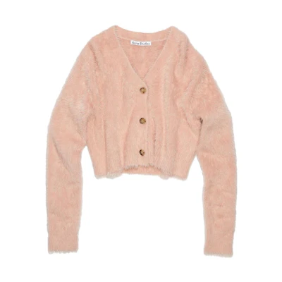 (Women) Acne Studios FW23 Sparkling Knit Cropped Cardigan Grey Pink. A60436-416