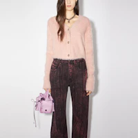 Lookbook (W) Acne Studios FW23 閃亮針織短版開襟衫 灰粉色. A60436-416