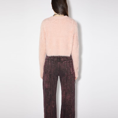 (W) Acne Studios FW23 Kardigan Rajut Berkilau Kelabu Merah Jambu Cropped. A60436-416 Shop (W) Acne Studios FW23 Kardigan Rajut Berkilau Kelabu Merah Jambu Cropped. A60436-416