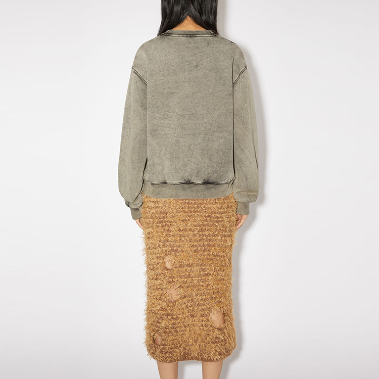 Shop (W) Acne Studios FW23 Logo Klasik Baju Peluh Kelabu Pudar AI0141-DJO