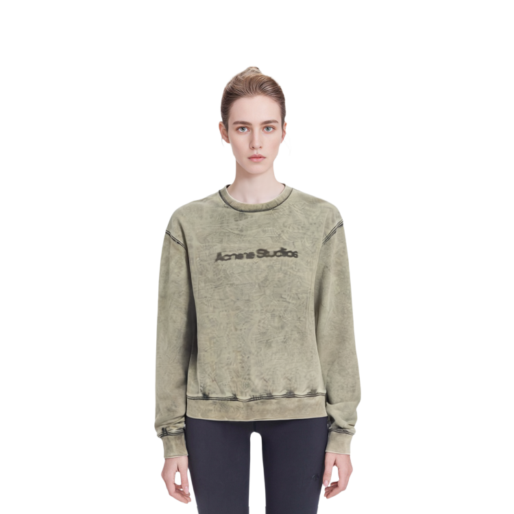 Purchase (W) Acne Studios FW23 Logo Klasik Baju Peluh Kelabu Pudar AI0141-DJO