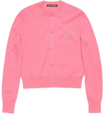 (Women) Acne Studios FW24 Face Cardigan Sweater Tango Pink with Logo Patch. A60523-CKQ Order (Women) Acne Studios FW24 Face Cardigan Sweater Tango Pink with Logo Patch. A60523-CKQ