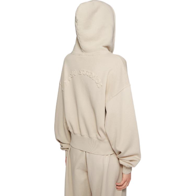 Order (W) Sudadera con capucha corta gris deslavado Acne Studios FW24 con logo. AI0157-DJO