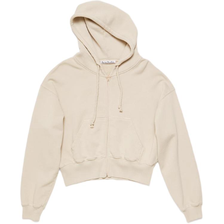 Lookbook (W) Sudadera con capucha corta gris deslavado Acne Studios FW24 con logo. AI0157-DJO