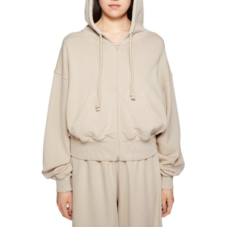 Shop (W) Sudadera con capucha corta gris deslavado Acne Studios FW24 con logo. AI0157-DJO