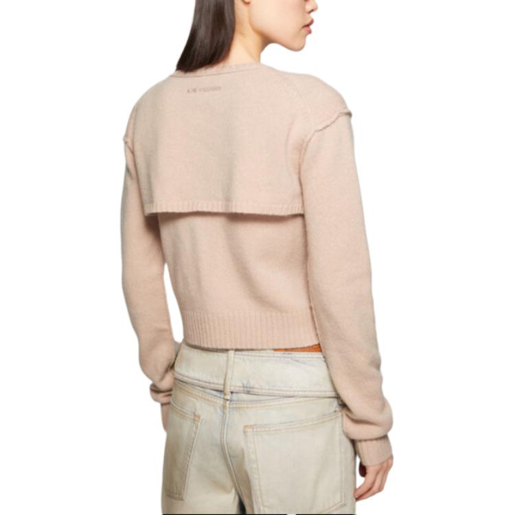 (Women) Acne Studios FW24  Grey Pink Alphabet Cropped Knit Sweater. A60496-416 圖 4