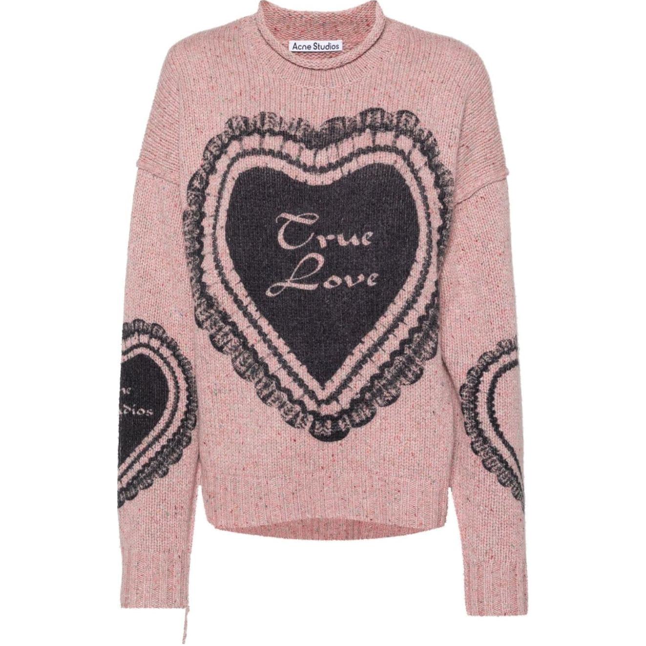 Order (W) Acne Studios FW24 深粉紅愛心印花羊毛混紡毛衣 A60552-Dark Pink