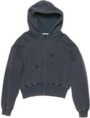 (Women) Acne Studios FW24 Logo Embroidered Cinched Hooded Jacket Ocean Blue. AI0157-AAM Order (Women) Acne Studios FW24 Logo Embroidered Cinched Hooded Jacket Ocean Blue. AI0157-AAM