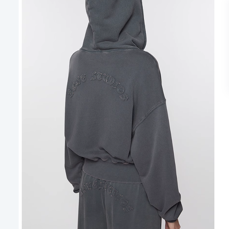 Shop (W) Acne Studios FW24 刺繡標誌收腰連帽外套 海洋藍 AI0157-AAM