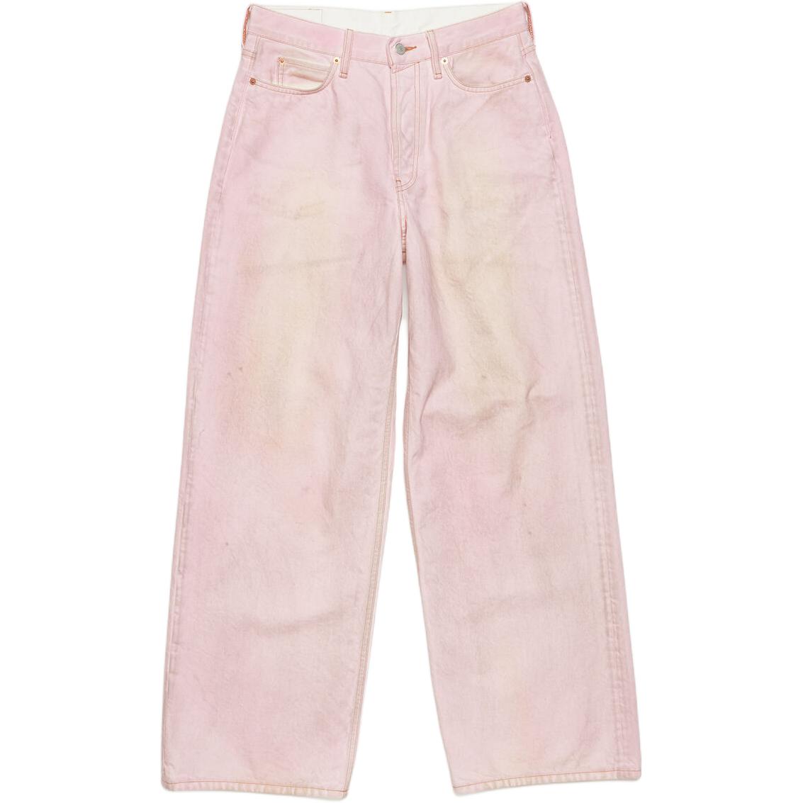 (Women) Acne Studios FW24  Loose Low-Waist Wide-Leg Jeans Light Pink A00482-418