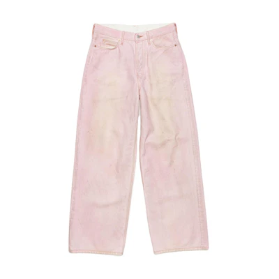 (Women) Acne Studios FW24 Loose Low-Waist Wide-Leg Jeans Light Pink A00482-418