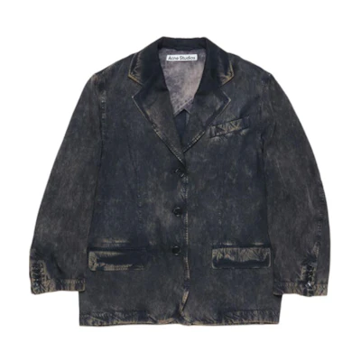 (Women) Acne Studios FW24 Relaxed Fit Button-Up Jacket Black AH0296-BBJ