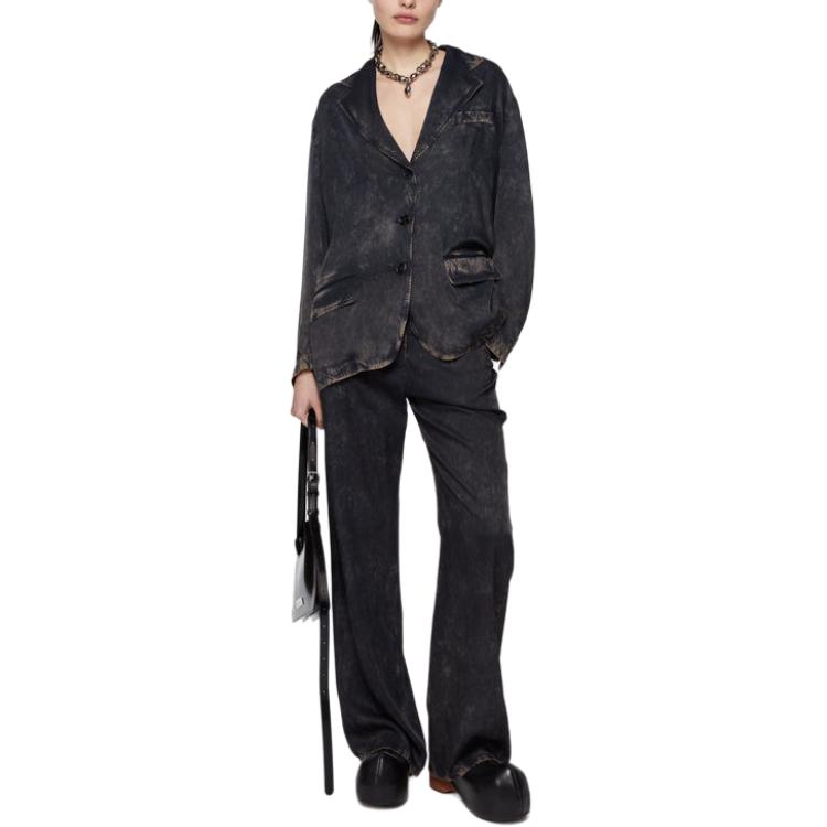 Lookbook (W) Chaqueta Negra Acne Studios FW24 Corte Relajado con Botones AH0296-BBJ