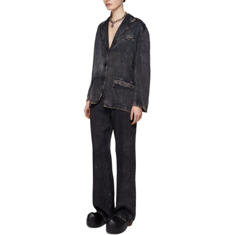 Shop (W) Chaqueta Negra Acne Studios FW24 Corte Relajado con Botones AH0296-BBJ