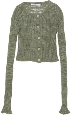 (W) Acne Studios FW24 Cárdigan Corto de Punto Transparente Ribeteado en Verde Pasto. A60515-DPC Buy (W) Acne Studios FW24 Cárdigan Corto de Punto Transparente Ribeteado en Verde Pasto. A60515-DPC