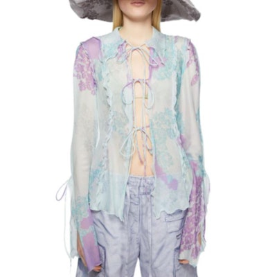 (Women) Acne Studios FW24 Silk Blend Printed Long Sleeve Shirt Blue/Light Purple AC0692-DJ1 Lookbook (Women) Acne Studios FW24 Silk Blend Printed Long Sleeve Shirt Blue/Light Purple AC0692-DJ1